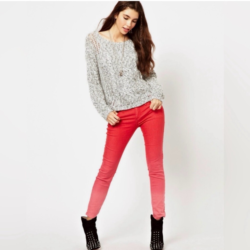Free People OMBRÉ 🍅 🍒 Red Denim Sz 28
